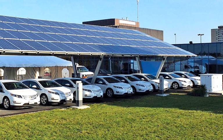 تركيب مظلات سيارات بخصم %25 Evs-solar-charging-stations-eb-may-2020